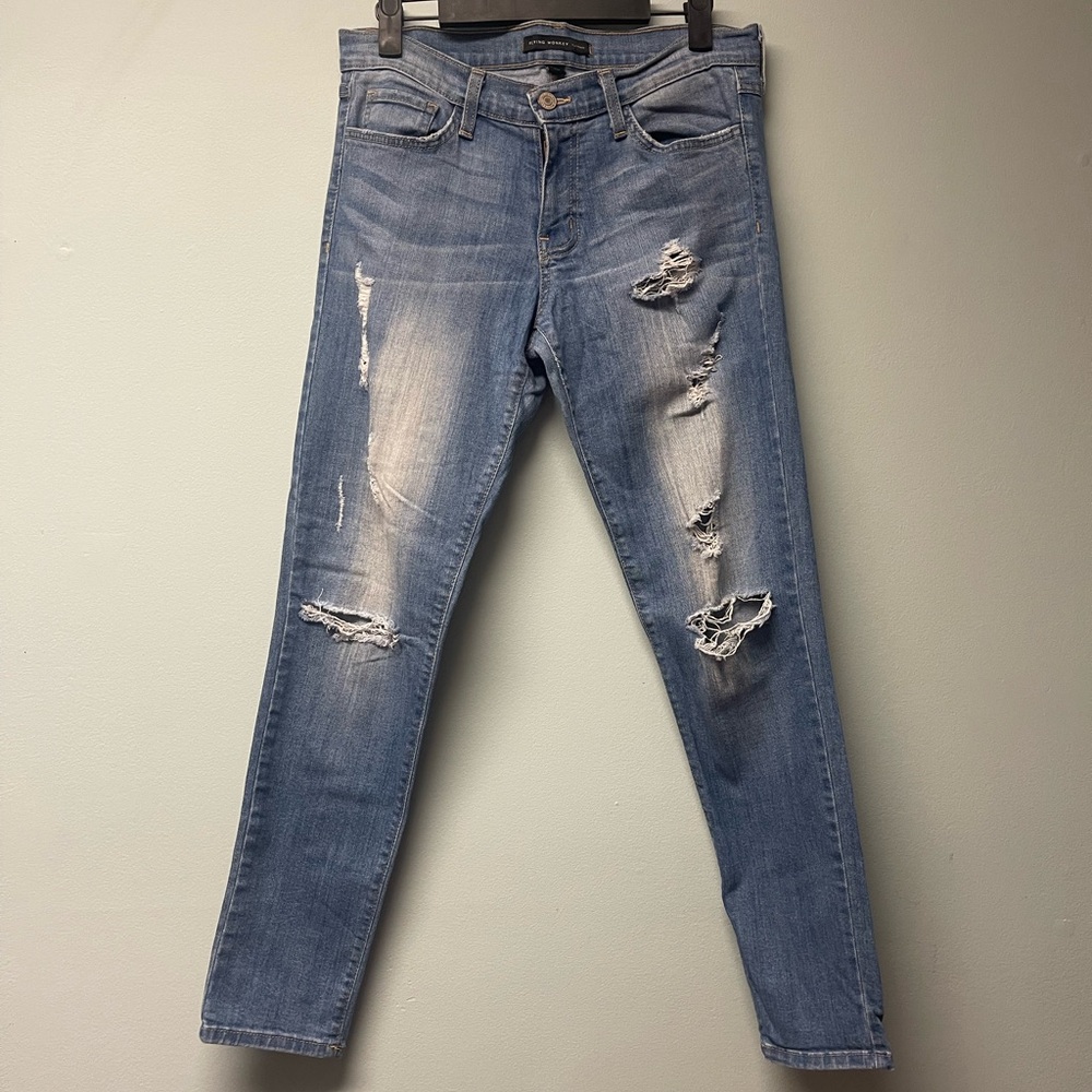Flying Monkey Light Blue Distressed Skinny Jeans